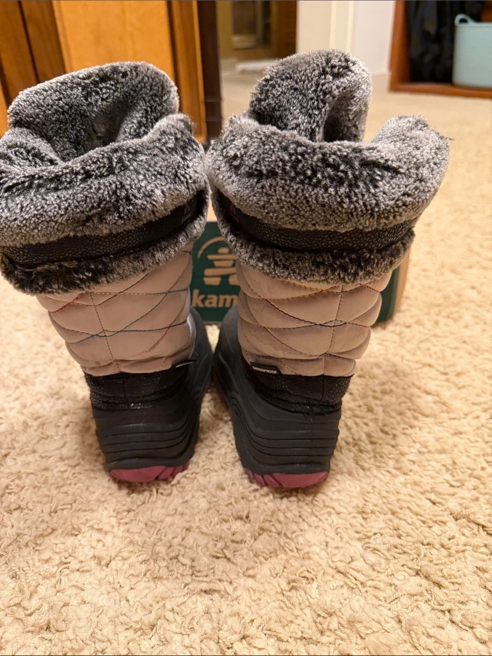 Kamik Kids Black Gray and Purple Winter Snow Boots